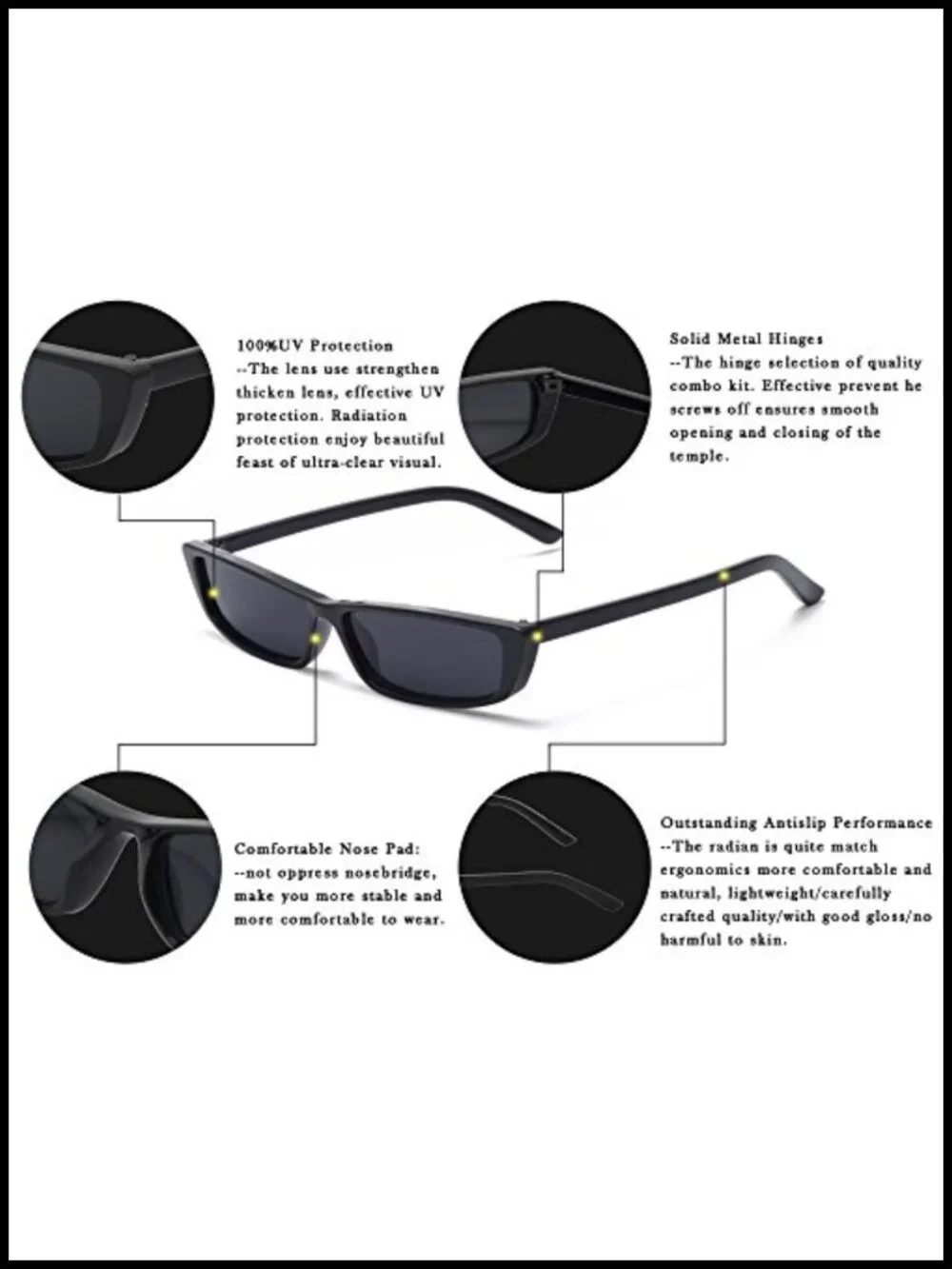 UV400 Metal Frame Square Sunglasses for Women